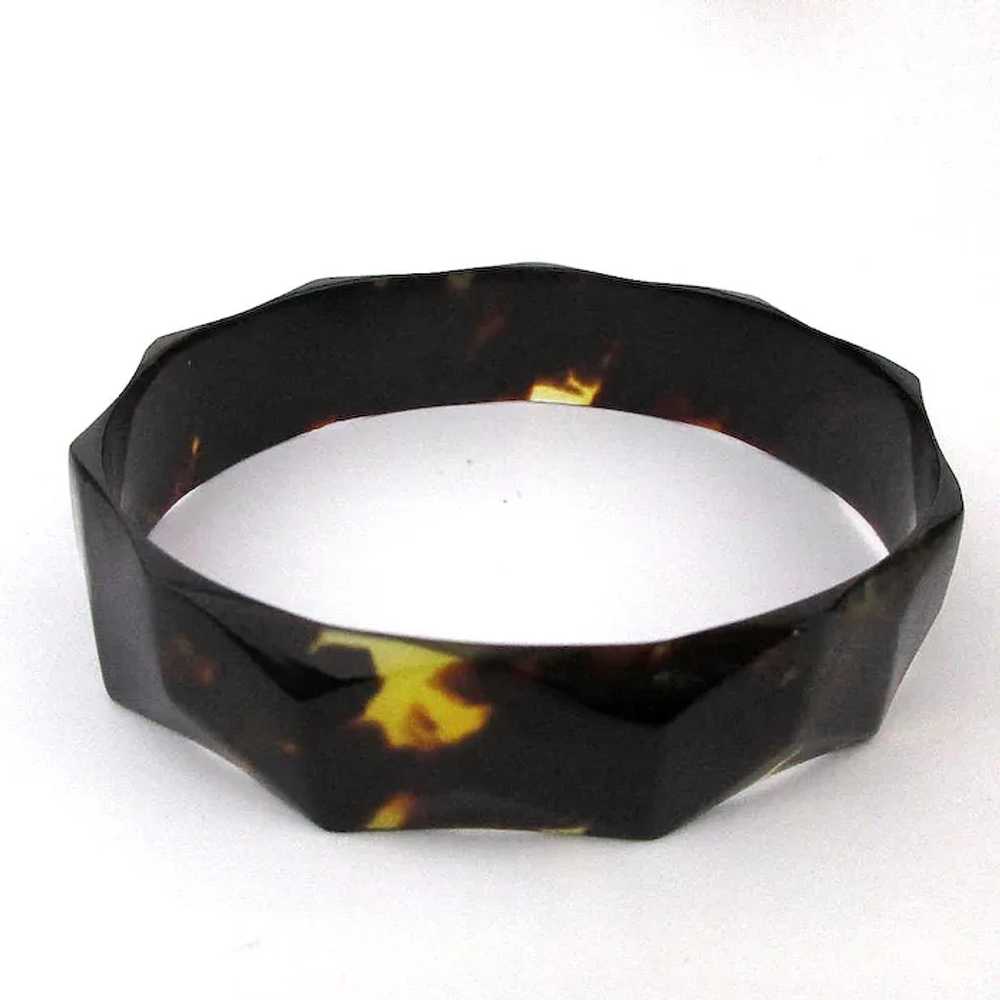 Victorian Celluloid Faux Tortoise Shell Bangle Br… - image 3