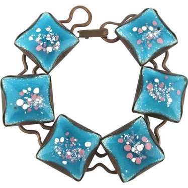 1950s Crackled Spotted Enamel Link Bracelet