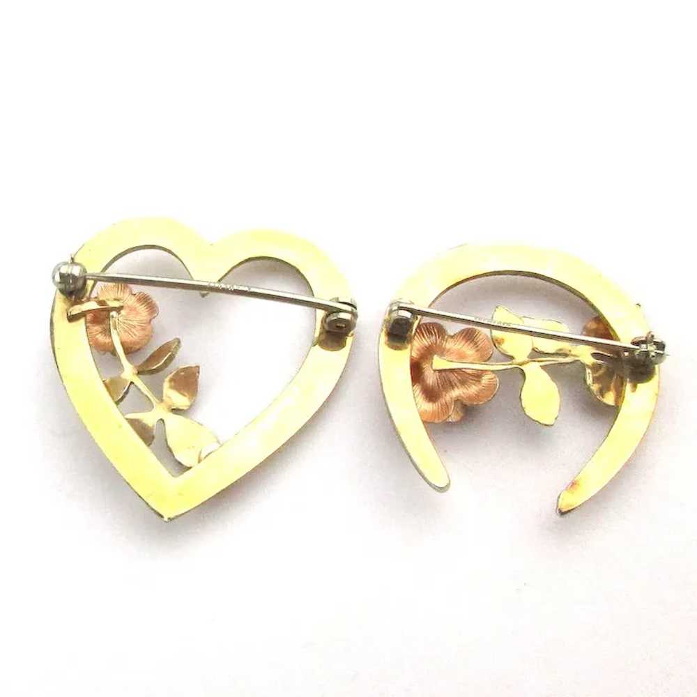 Vintage KREMENTZ Gold-Filled Love and Luck Pins - image 3