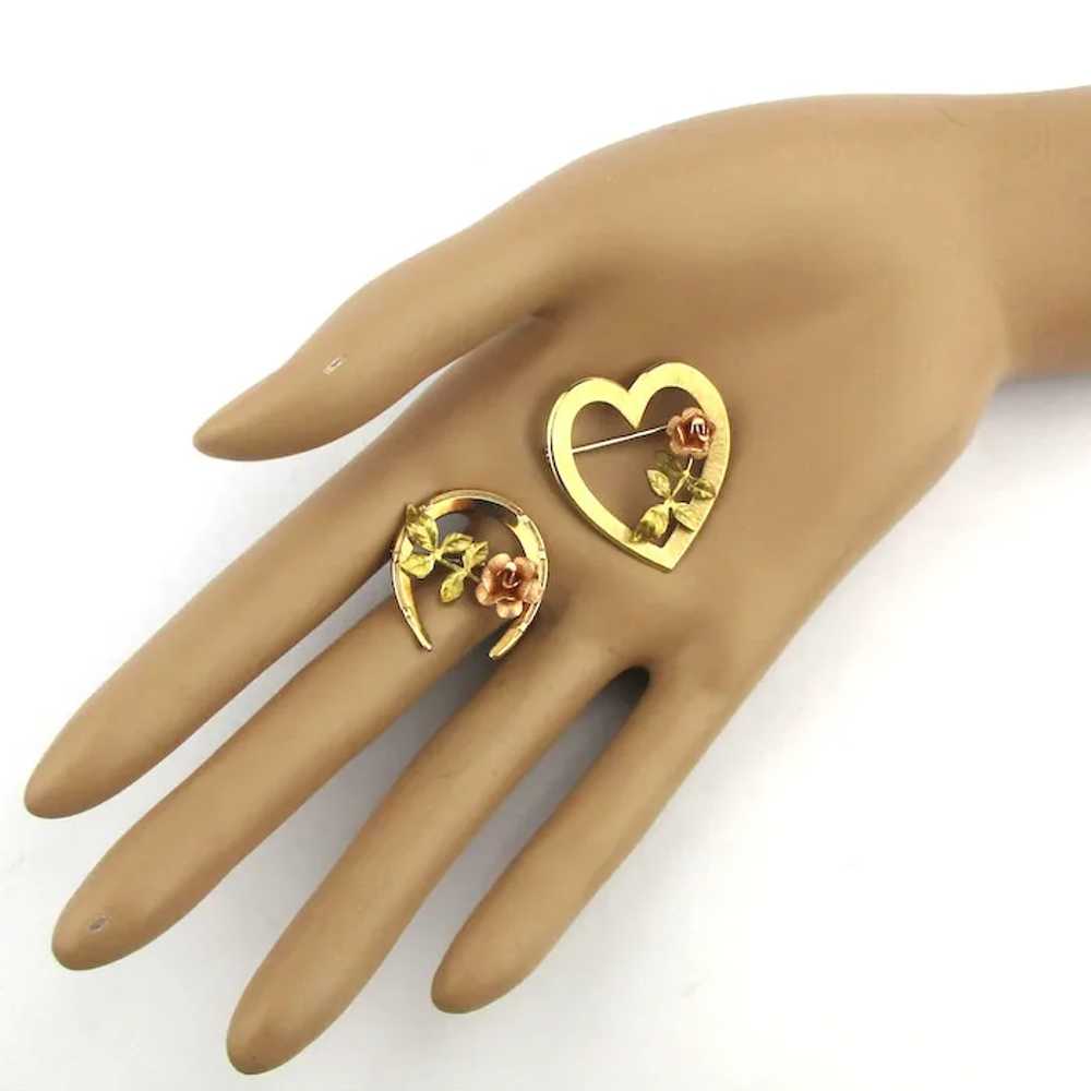 Vintage KREMENTZ Gold-Filled Love and Luck Pins - image 4