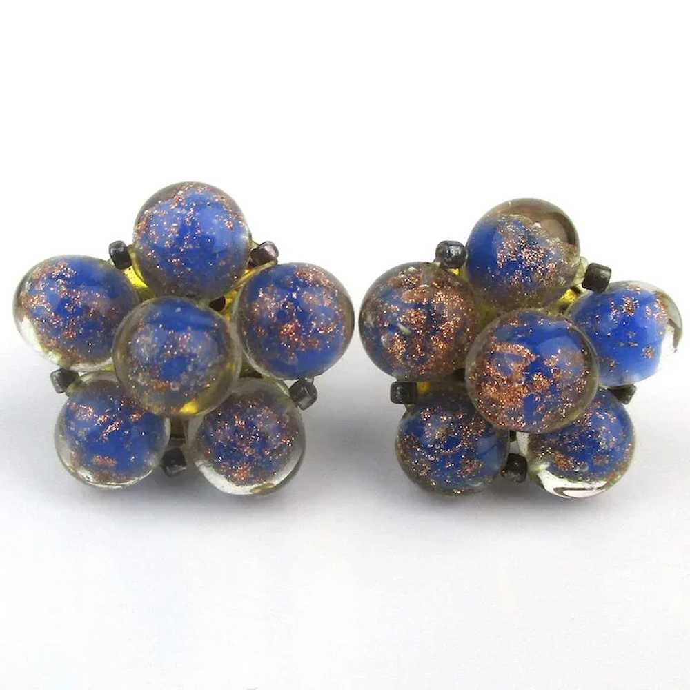 Old Italian Flecked Glass Necklace Earrings Set - image 4