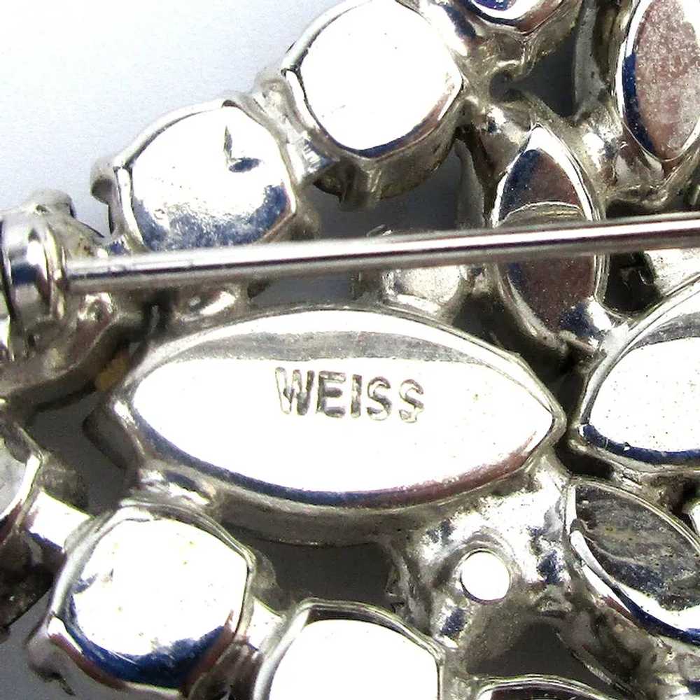 Vintage WEISS Clear n Smoky Crystal Pin Brooch - image 5