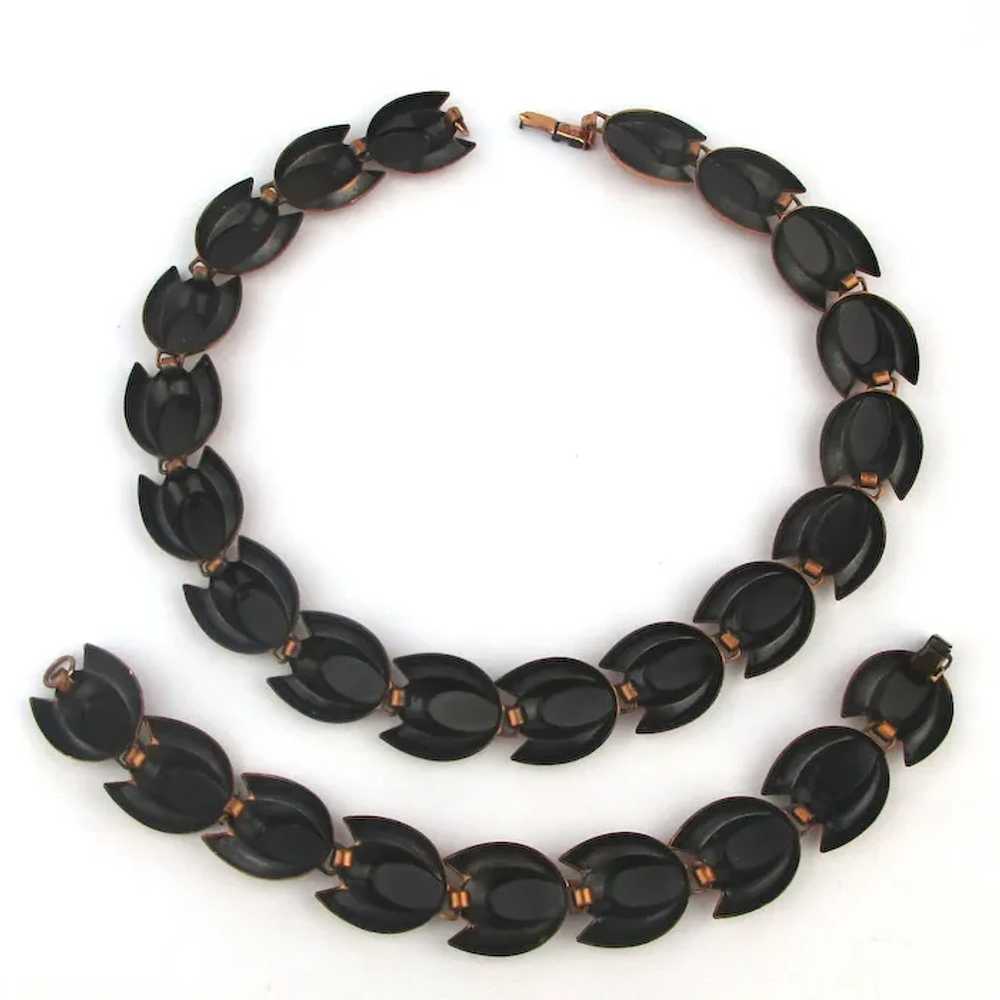 Great RENOIR Modernist Copper Necklace Bracelet E… - image 2
