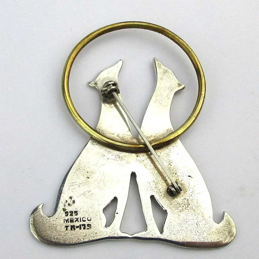 Taxco Sterling Silver Howling At The Moon Pin Bro… - image 4
