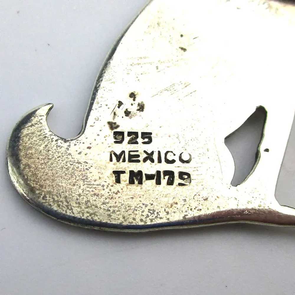 Taxco Sterling Silver Howling At The Moon Pin Bro… - image 5