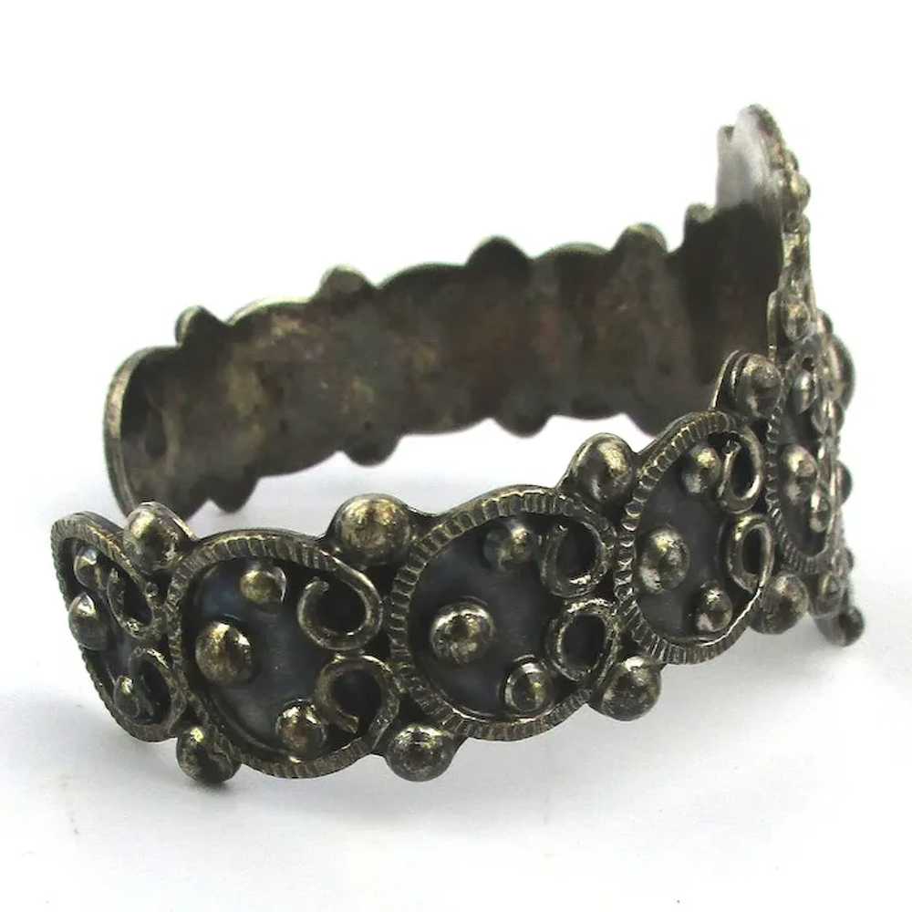 Taxco 925 Mexican Cuff Bracelet Bead Scroll Work - image 4