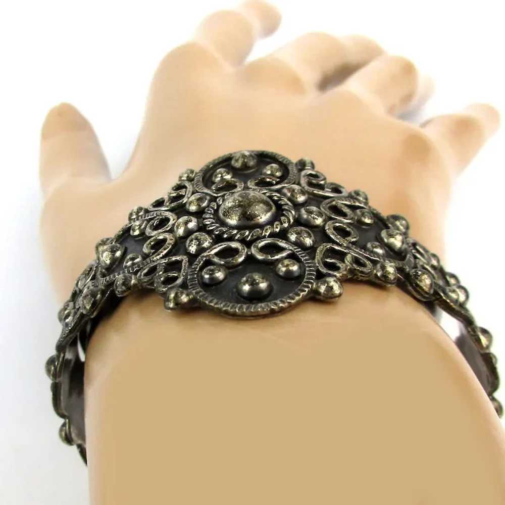 Taxco 925 Mexican Cuff Bracelet Bead Scroll Work - image 5