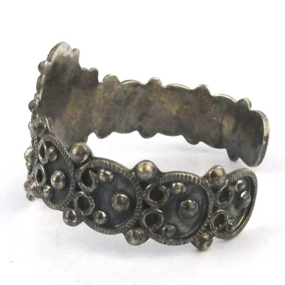 Taxco 925 Mexican Cuff Bracelet Bead Scroll Work - image 7