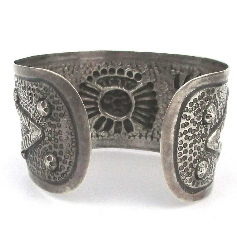 Early MACIEL Mexico 900 / 1000 Silver Mayan Cuff … - image 5
