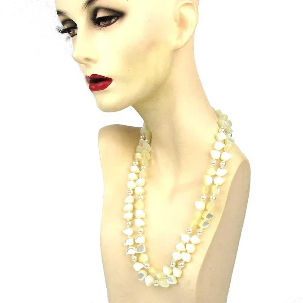 Vintage Pearly Lucite Bead Necklace - Double Stra… - image 2