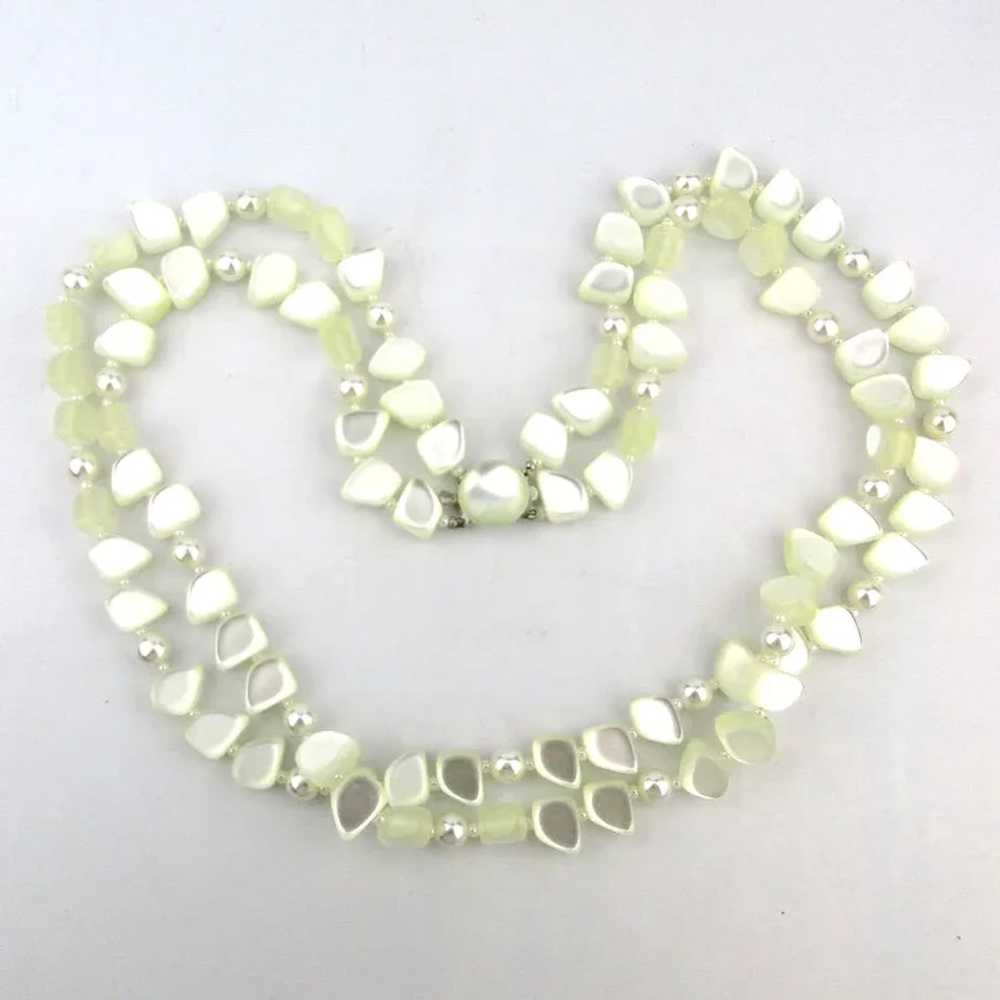Vintage Pearly Lucite Bead Necklace - Double Stra… - image 3