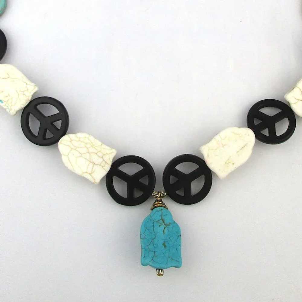 Vintage Stone PEACE BUDDHA Symbol Necklace - Earr… - image 5