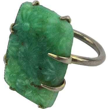 Vintage Czech Jade Glass Ring