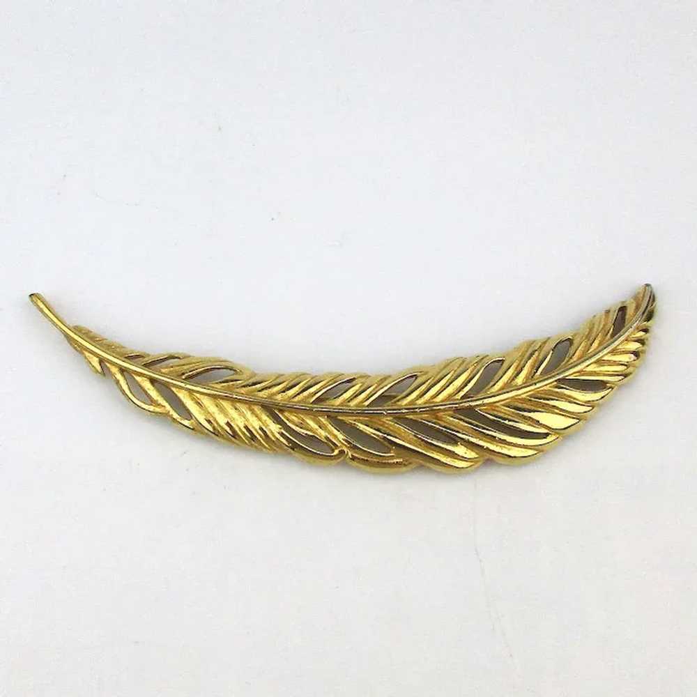 Monet Long 5 Inch Feather Pin Brooch - image 3