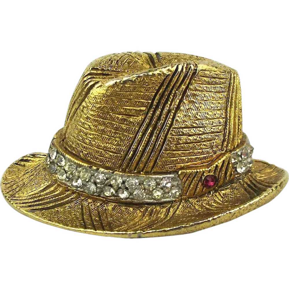 BSK Vintage My Fair Lady Fedora Hat Pin Brooch - image 1