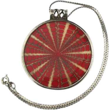 Silpada Sterling Silver Red Resin Lucite Pendant … - image 1