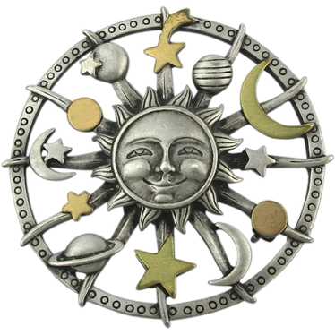 Vintage JJ Moon Pin w/ The Whole Celestial Shebang - image 1