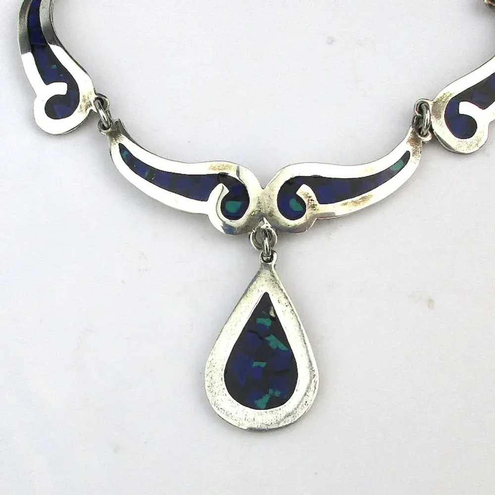 Taxco  925 Inlaid Stone Necklace Curves - Links -… - image 3