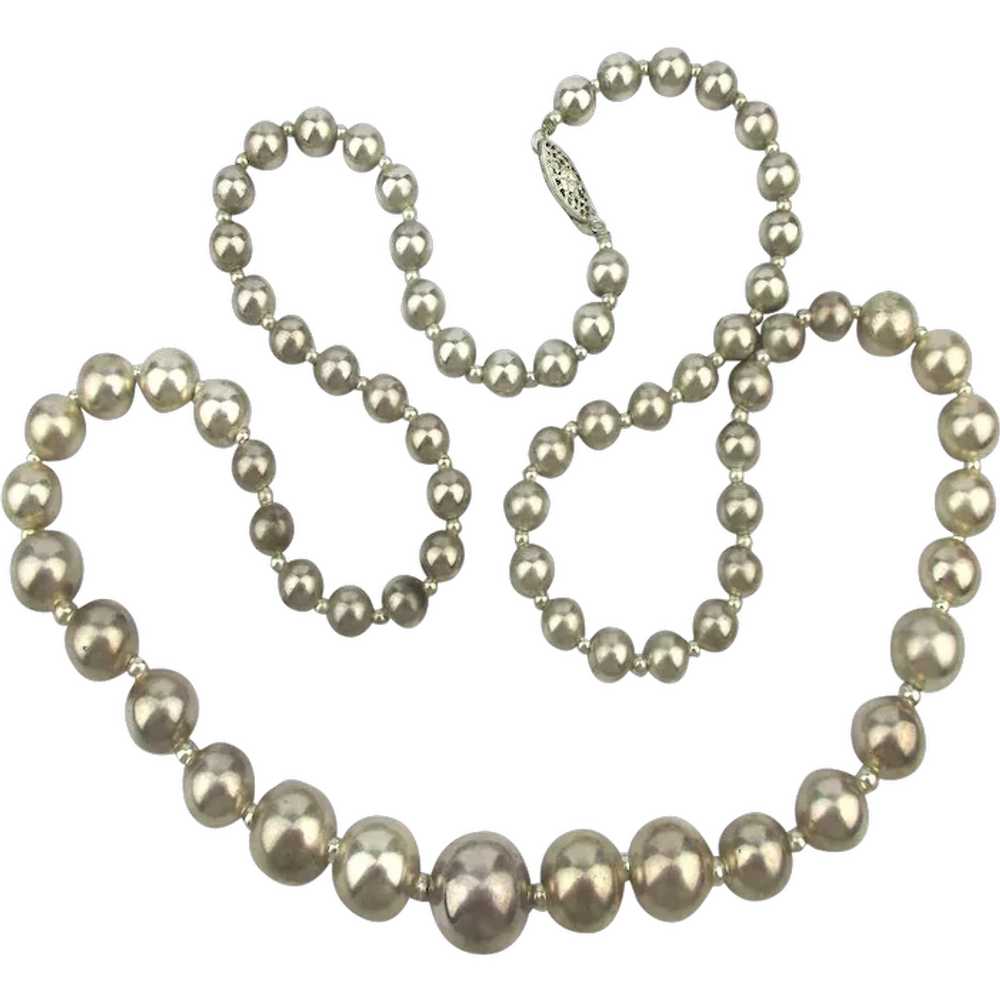 Long Sterling Silver 30 Inch Bead Necklace - image 1