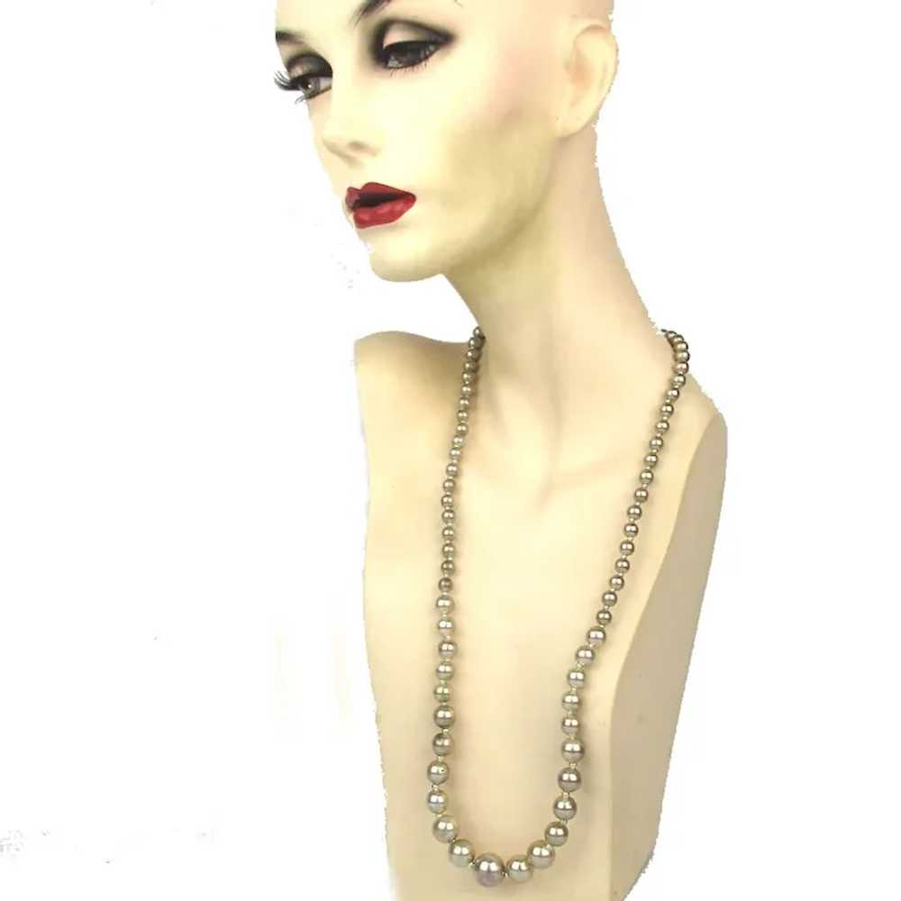 Long Sterling Silver 30 Inch Bead Necklace - image 2