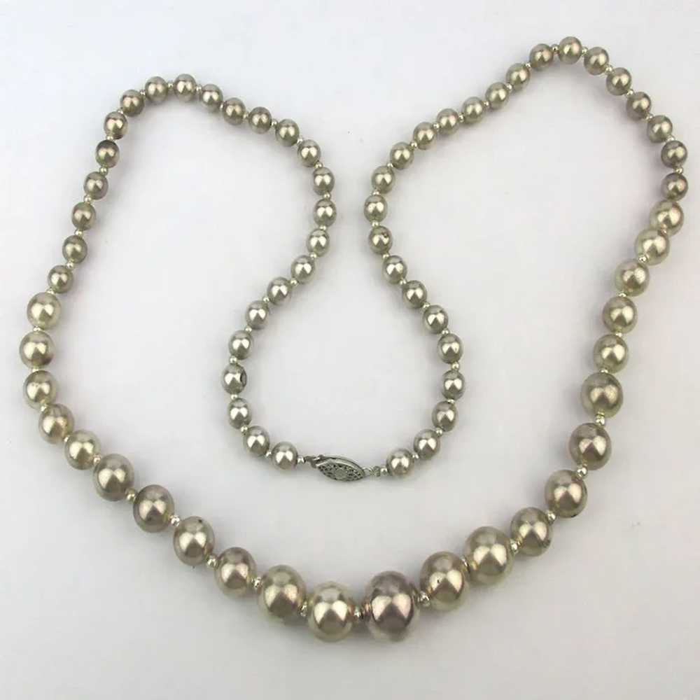 Long Sterling Silver 30 Inch Bead Necklace - image 3