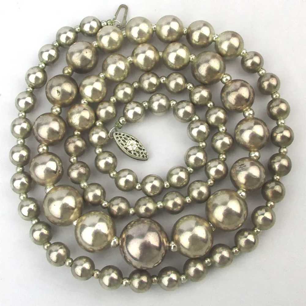 Long Sterling Silver 30 Inch Bead Necklace - image 4