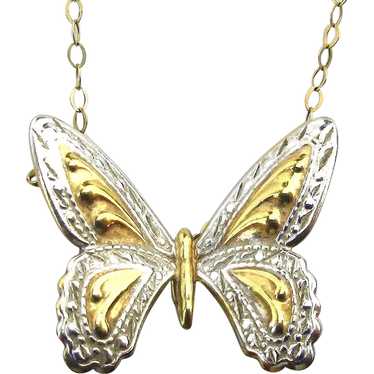 Dainty Gold-Filled on Sterling Butterfly Necklace - image 1