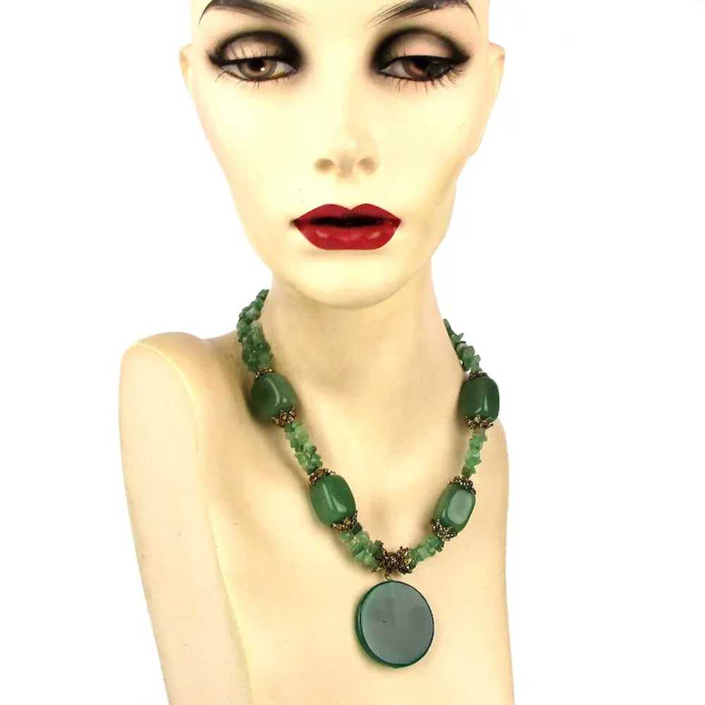 Super Green Stone Necklace Bracelet Set Hunks n C… - image 2