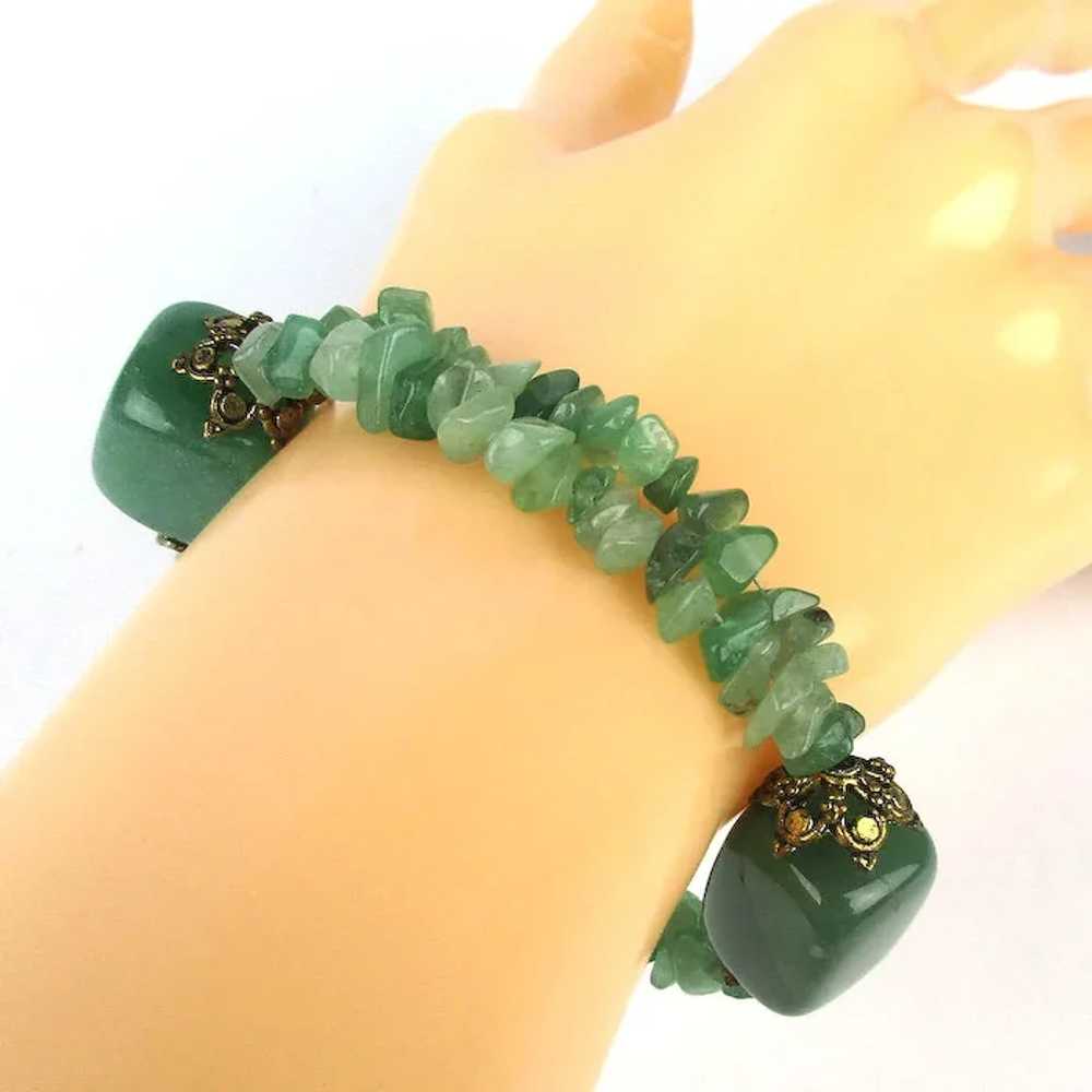 Super Green Stone Necklace Bracelet Set Hunks n C… - image 6