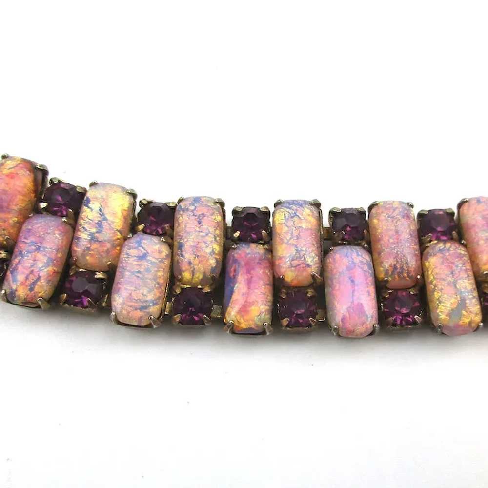 Vintage Flecked Rhinestone Choker Necklace - Pink… - image 2