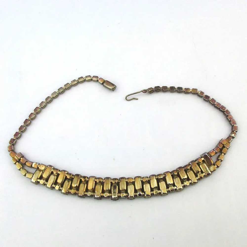 Vintage Flecked Rhinestone Choker Necklace - Pink… - image 3