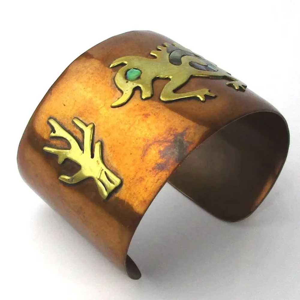 Mexican Mixed Metals Cuff Bracelet Odd Creature w… - image 2