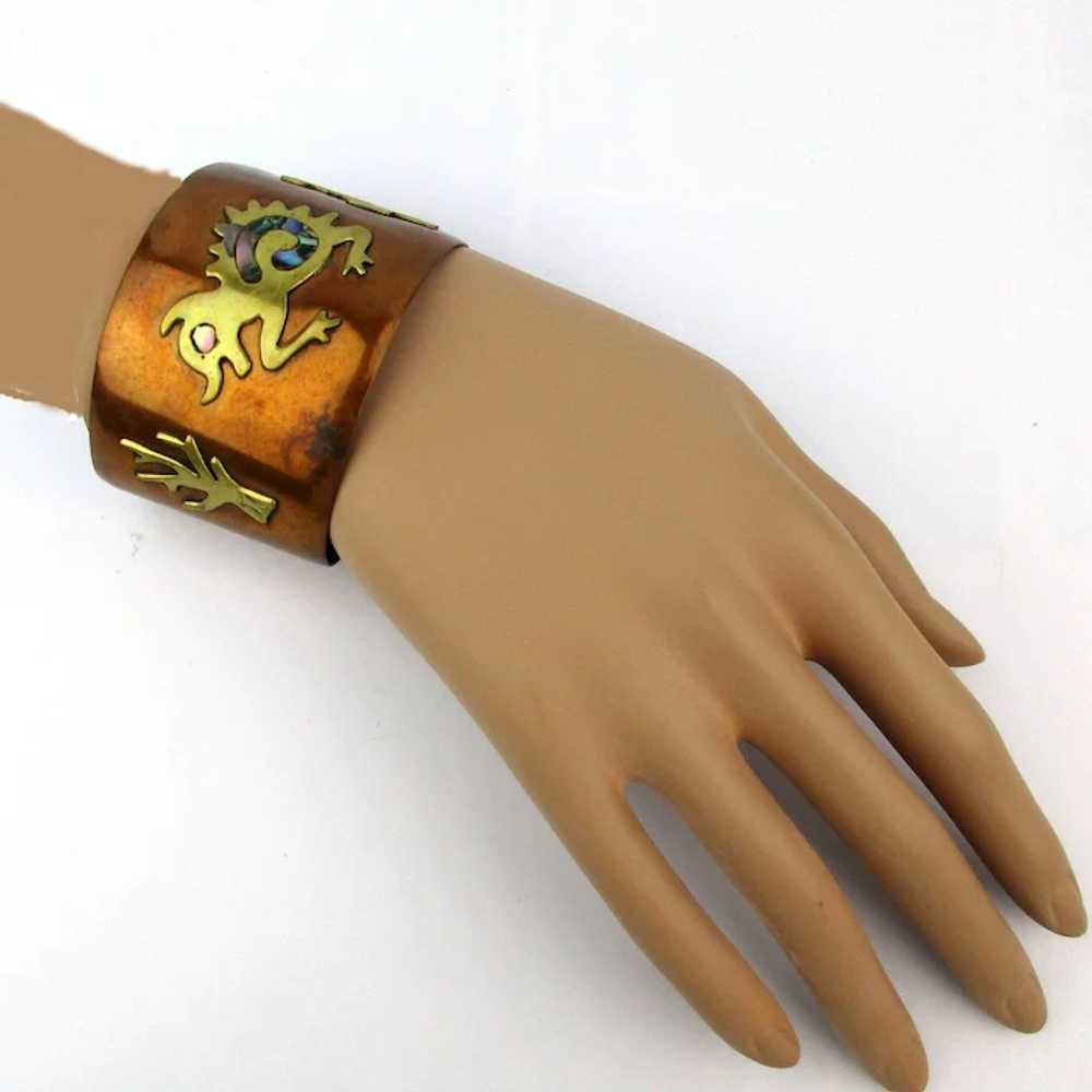 Mexican Mixed Metals Cuff Bracelet Odd Creature w… - image 4