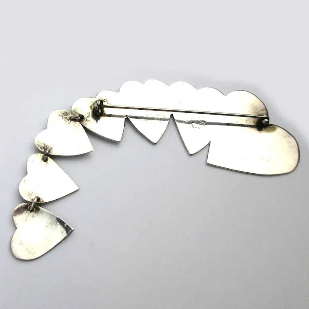 Mexican Sterling Silver HEARTS Pin Brooch - image 2