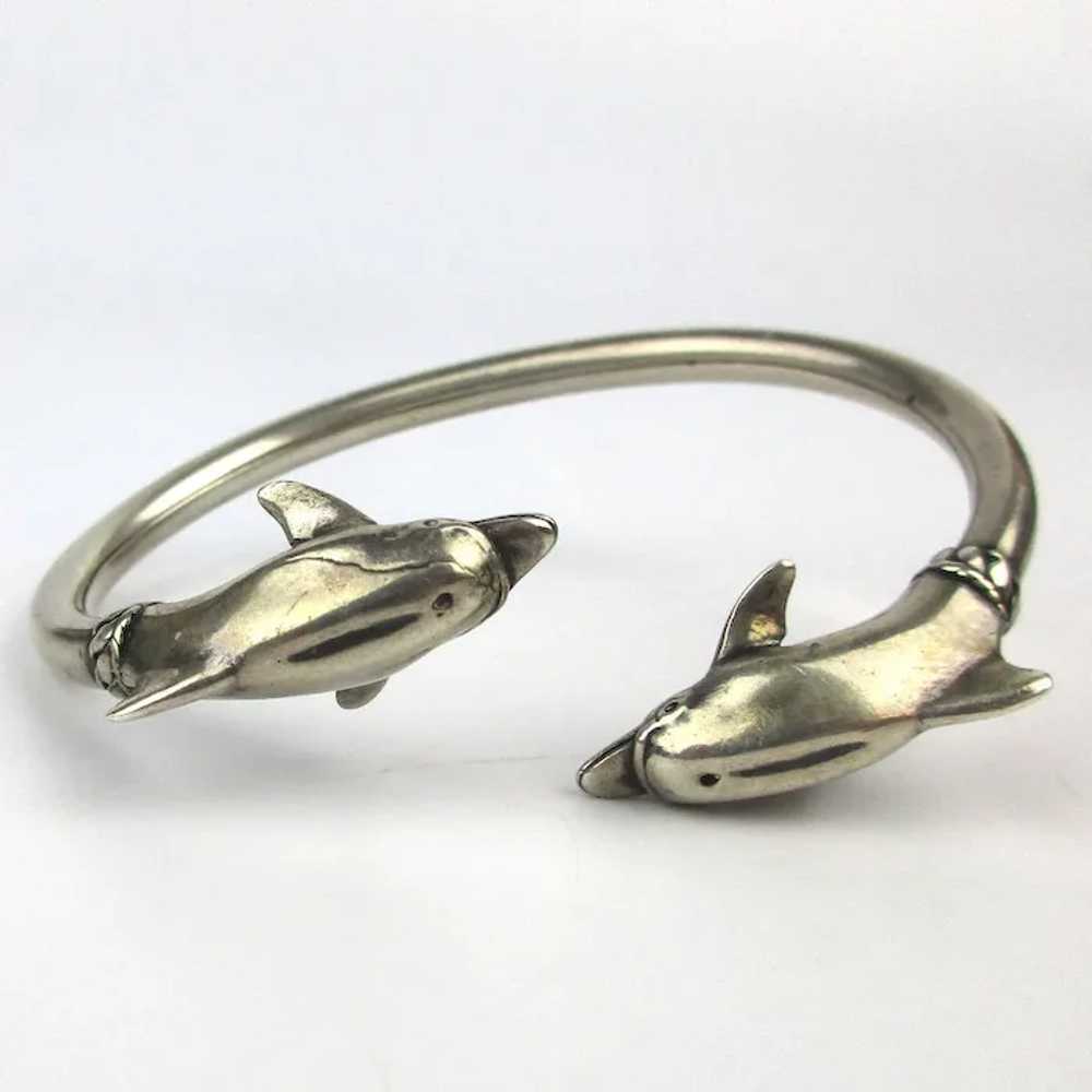 Sterling Silver Twin Dolphin Fish Sterling Silver… - image 2