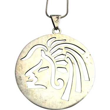 Taxco Mexican Cutout Aztec Face Sterling Silver Pe