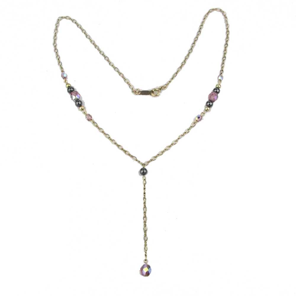 Vintage Krementz Gold-Filled Crystal Drop Necklace - image 1