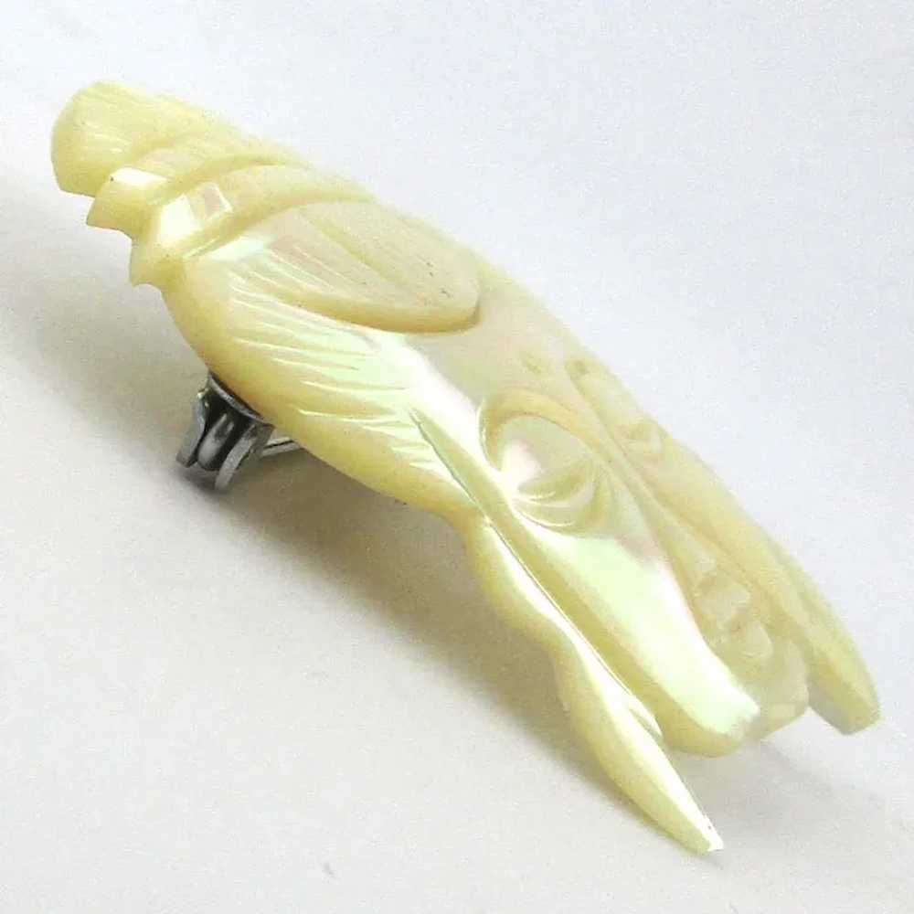 Vintage Handcarved Mother-of-Pearl Pin Ethnic Lad… - image 2