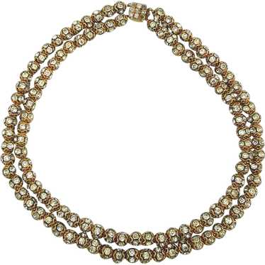 Vintage Double Row of Gilt Rhinestone Beads Neckla