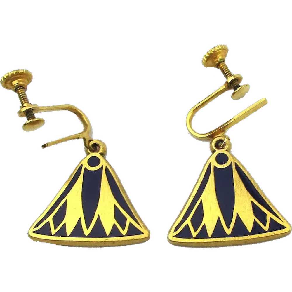 1976 MMA Museum Egyptian Goldplate Earrings - Kin… - image 1