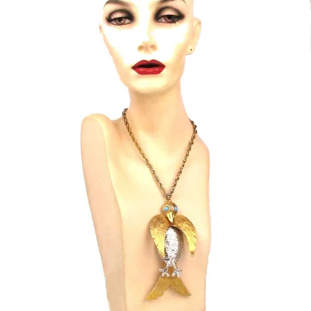 Early Kenneth Lane Articulated Big Bird Necklace … - image 3