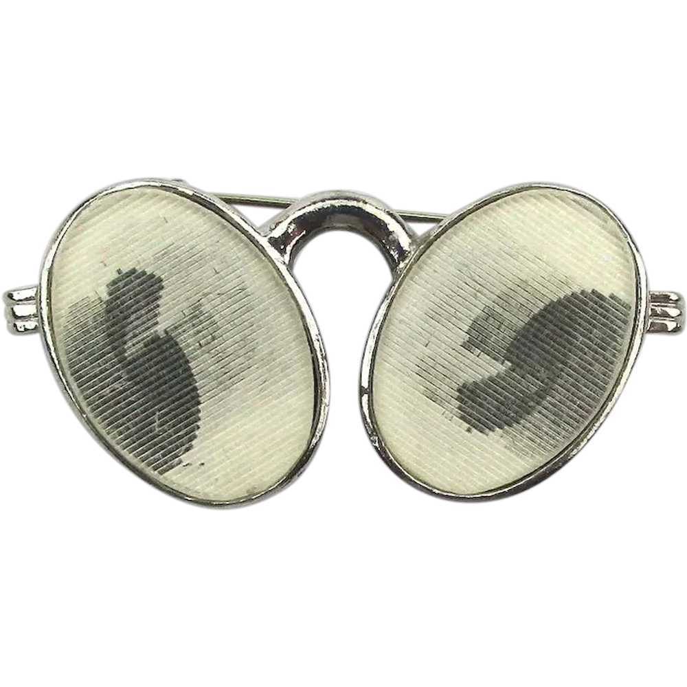 1960s Lenticular Googly Eye Eyeglasses Pin Brooch - image 1