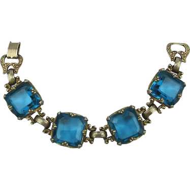 Vintage Big Beveled Blue Stone Bracelet