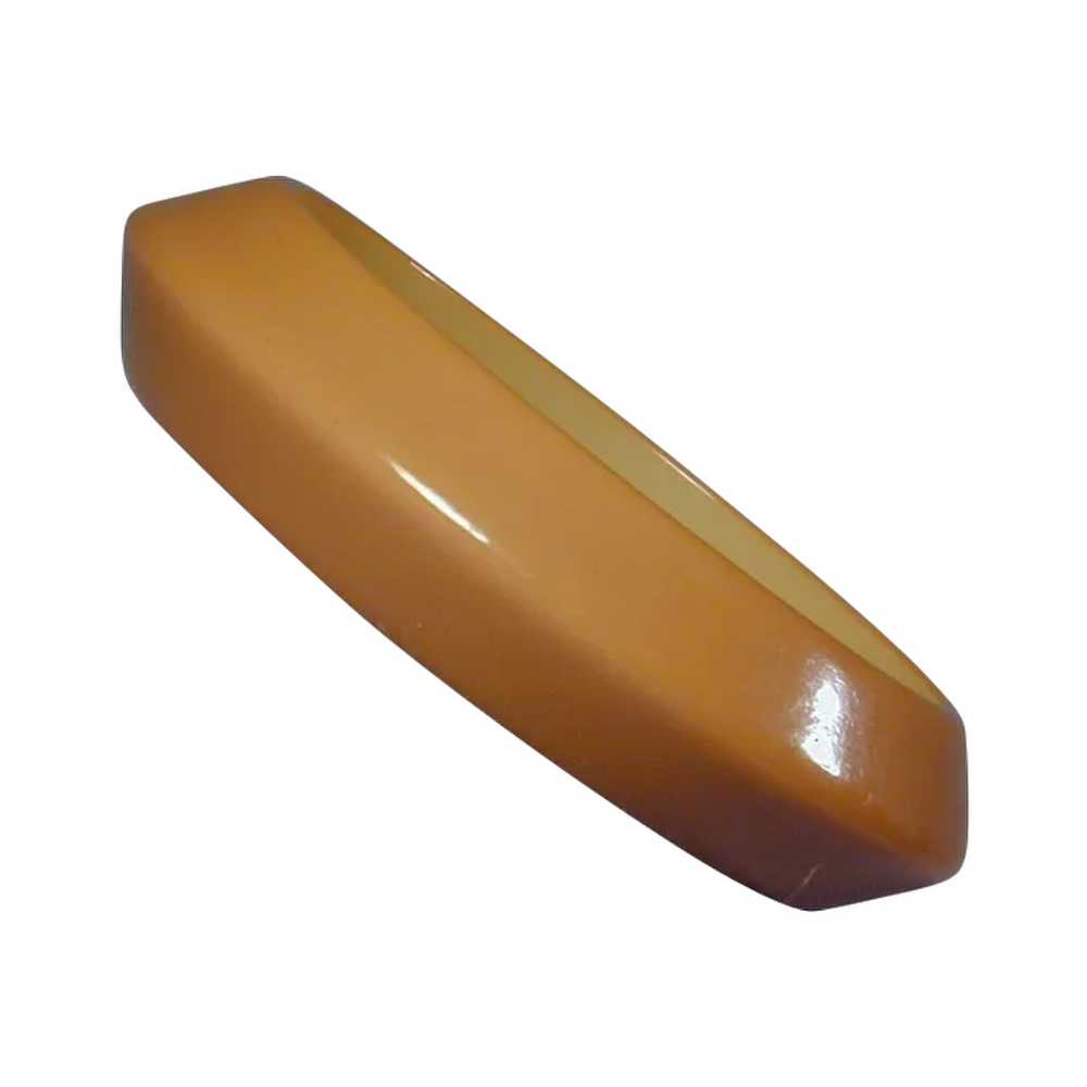 Vintage Bakelite Bangle Bracelet Two-Tone Mustard - image 1