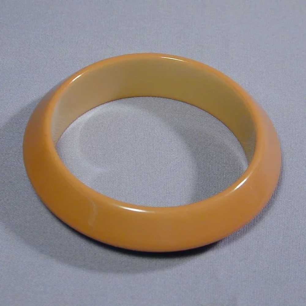 Vintage Bakelite Bangle Bracelet Two-Tone Mustard - image 2