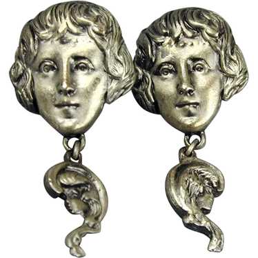 Vintage Goldette Art Nouveau Revival Earrings Gib… - image 1