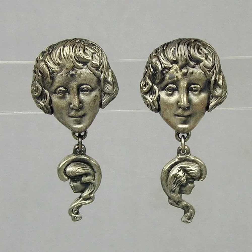 Vintage Goldette Art Nouveau Revival Earrings Gib… - image 2