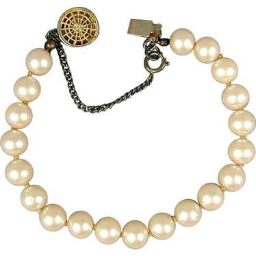 Miriam Haskell Vintage Necklace with Rhinestones & Faux Pearls