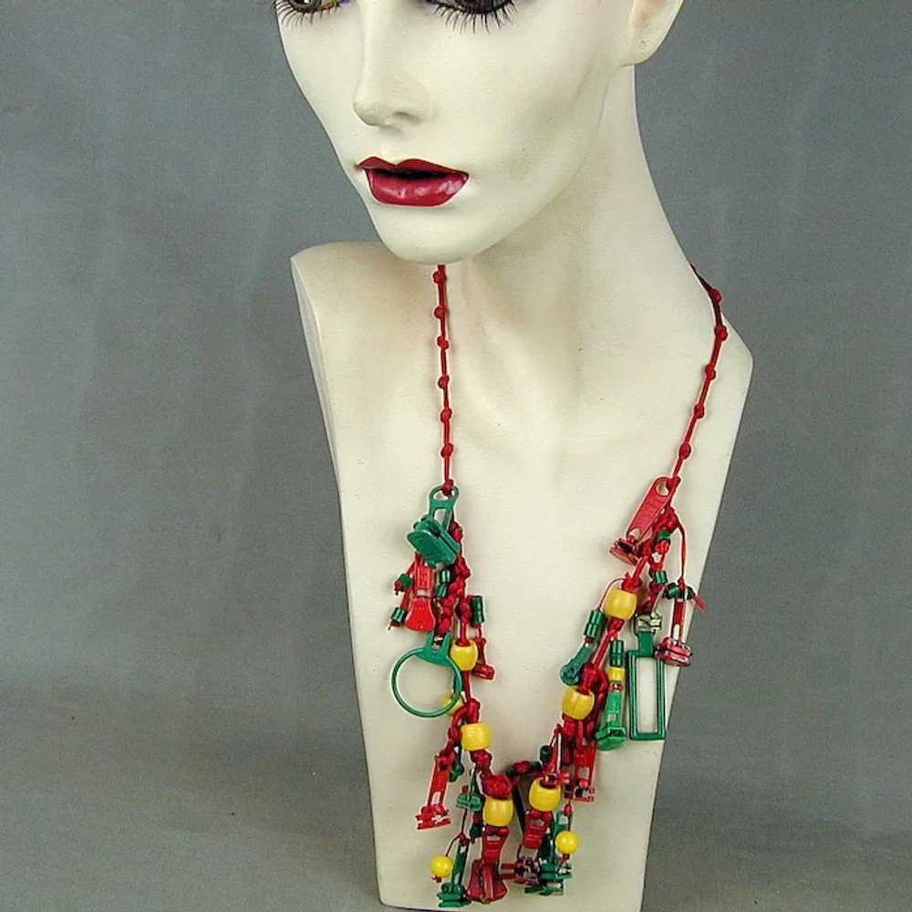 Vintage Crazy Novelty ZIPPER Necklace Colorful Pr… - image 2