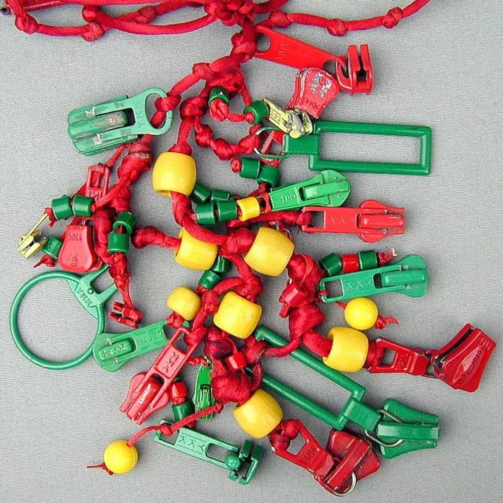 Vintage Crazy Novelty ZIPPER Necklace Colorful Pr… - image 4